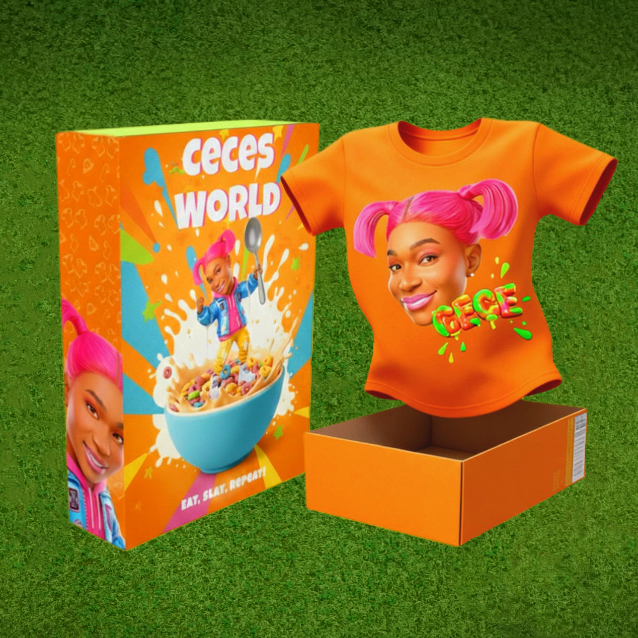 Ceces World: “Eat. Slay. Repeat.” Collector’s Cereal Box And T-Shirt Bundle